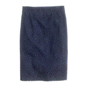 J. CREW No. 2 Pencil Skirt Pinwheel Eyelet in Blue